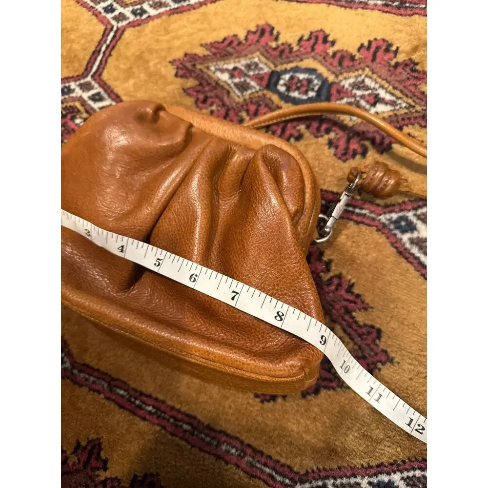 Latico Leathers Cognac Gathered Leather Mini Kiss-Lock Crossbody Bag